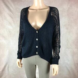 Mustard Seed Women's Black Crochet Cardigan Size SMALL